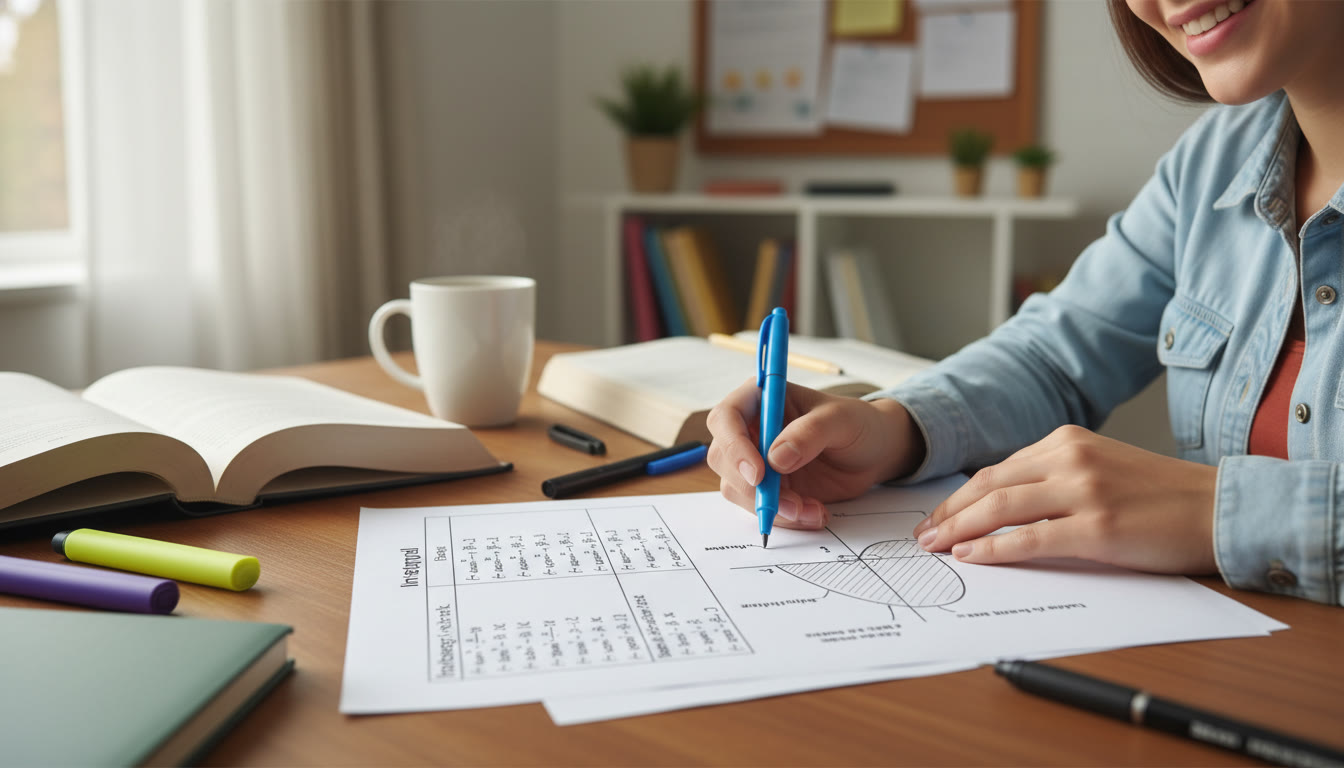 Photo Idea : A printable study sheet showing a typed integral table on the left and a neatly drawn hand-sketched graph on the right, demonstrating a hybrid digital-handwritten workflow students can adopt.