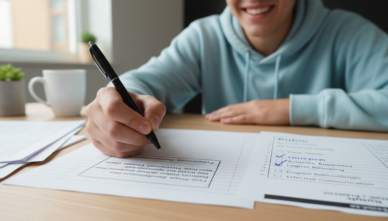 Photo Idea : Close-up of a student’s hand boxing a final FRQ answer with a neat rubric checklist nearby — emphasizes clarity and presentation.