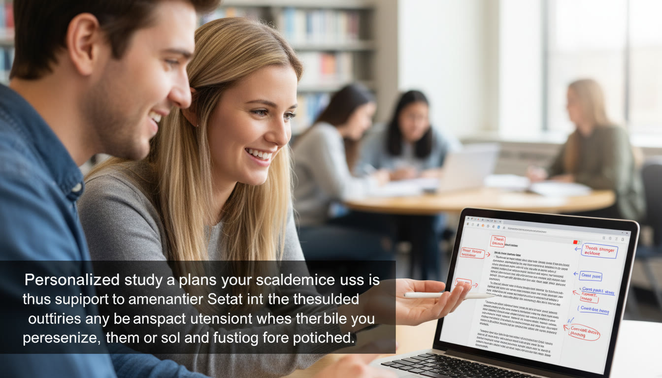 Photo Idea : A close-up of a student receiving one-on-one feedback from a tutor on a laptop screen, with annotated essay margins visible — illustrating personalized tutoring and actionable feedback. Place this image in the lower half of the article where tutoring and personalized study plans are discussed.