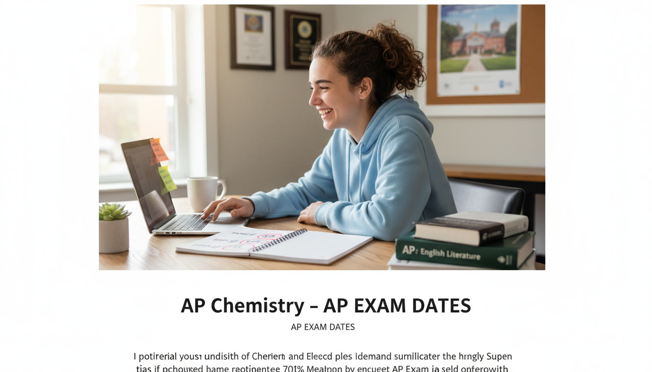 Photo Idea : A bright, candid shot of a high school student working at a desk with AP textbooks and a laptop, a calendar open with AP exam dates circled — conveys planning, focus, and approachability. Place this image near the top of the article, within the first 30%.