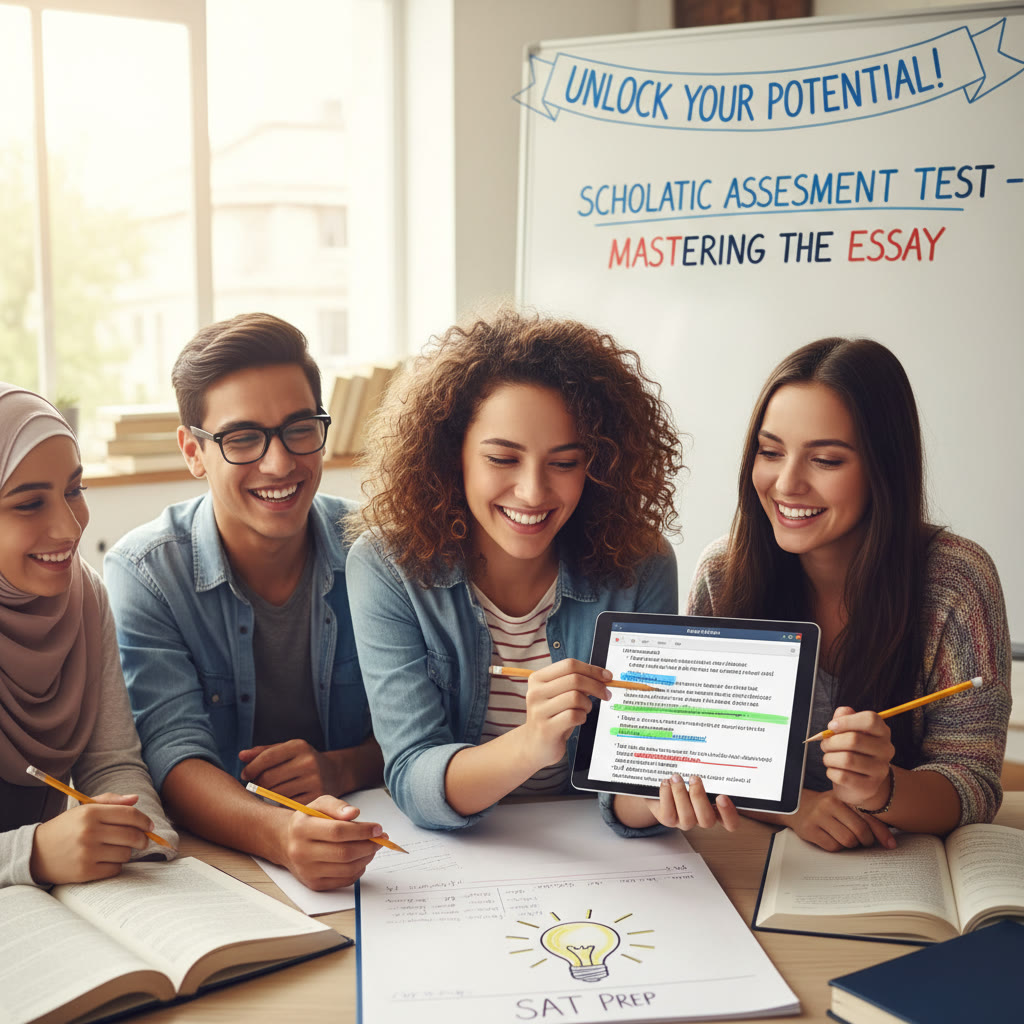 Annotated passage screenshot idea: short paragraph with highlighted transitions, evidence, and suggested edits (colors show purpose, tone, and concision).