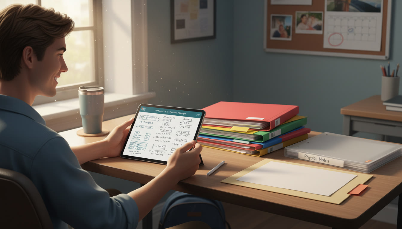 Photo Idea : A student reviewing a one-page 