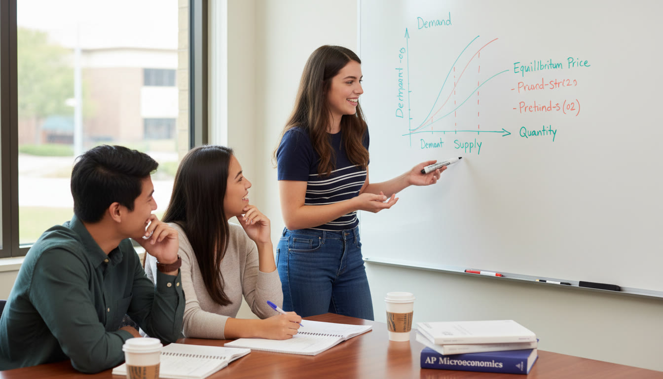 Photo Idea : A small group tutoring session, with a tutor (or mentor) guiding a student through a labeled graph on a whiteboard. The mood should feel collaborative and encouraging to show the benefit of tailored guidance.