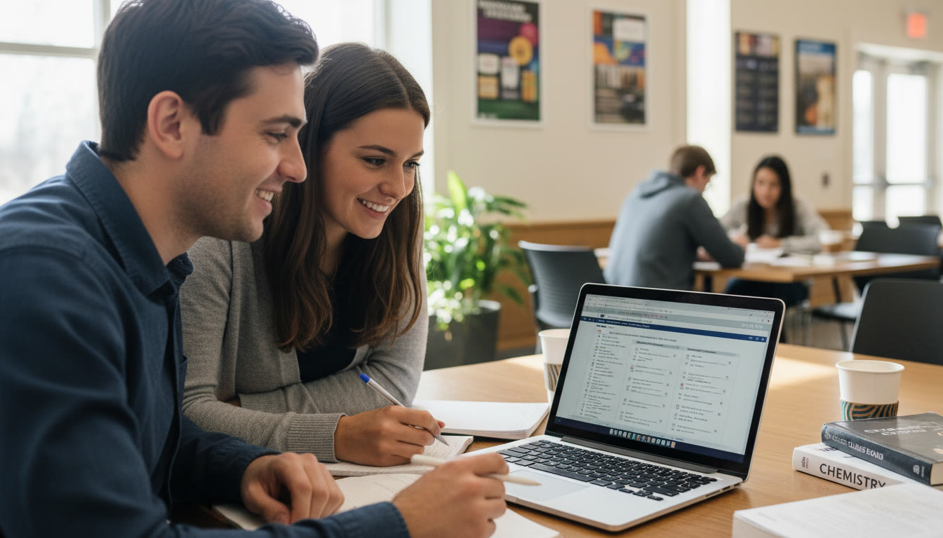 Photo Idea : Close-up of a student and tutor working through an AP-style past paper together on a laptop, showing focused collaboration. This image complements the section on tutoring and demonstrates the personalized, practical support students receive.