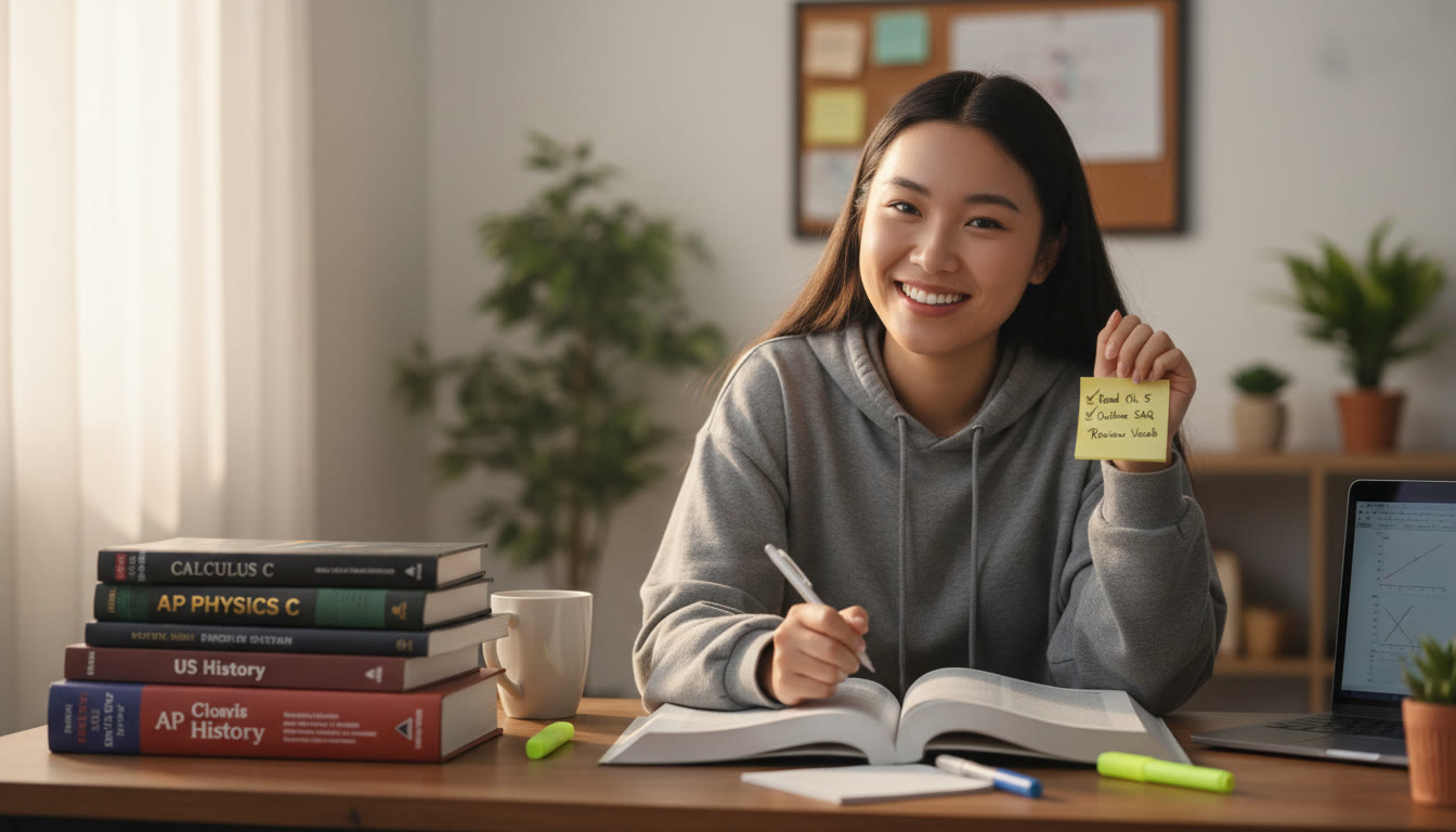 Photo Idea : A student at a desk smiling, checking off a small to‑do list on a sticky note; soft morning light and textbooks stacked neatly nearby. (Place near the top to introduce the concept of small victories.)