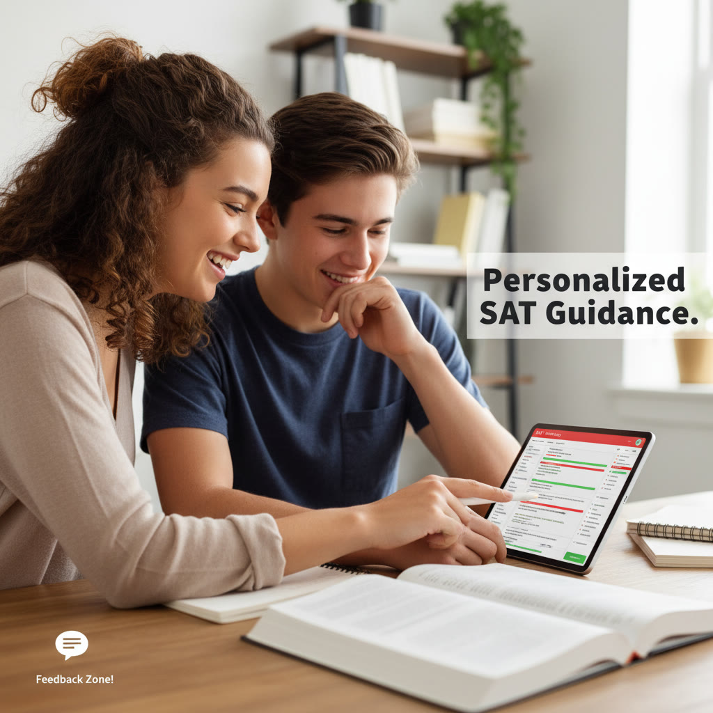Close-up of a tutor and student discussing an error log on a tablet, illustrating personalized guidance and feedback.