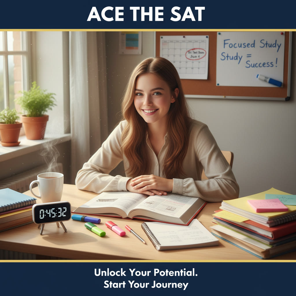 Student at desk with organized notes and timer: a visual suggestion showing focused study habits.