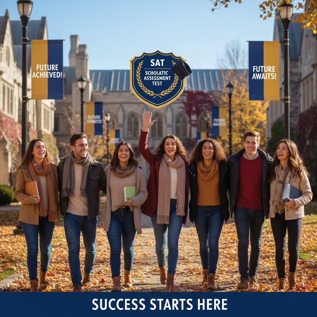 Photo Idea : A celebratory campus scene with diverse students walking across a quad in autumn — candid, joyful, and optimistic.