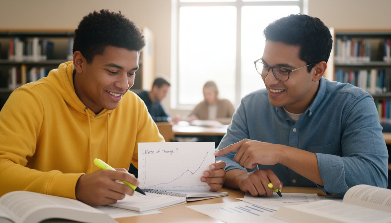 Photo Idea : A close-up of a student annotating a graph in a notebook with a tutor pointing to the trend — emphasizes data analysis and guided feedback near the article’s conclusion.