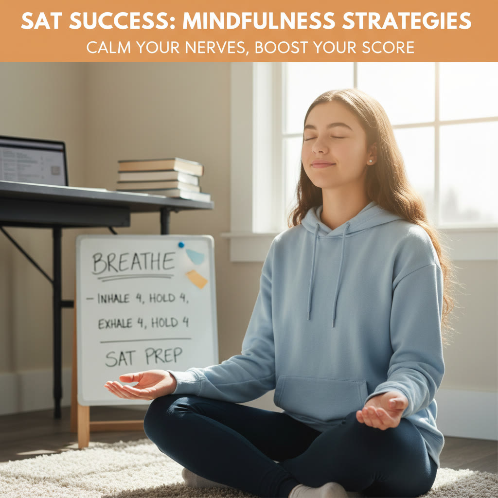 Photo idea: A close-up of a student practicing box breathing with eyes closed and hands on knees, demonstrating a simple physical strategy to manage test-day nerves.