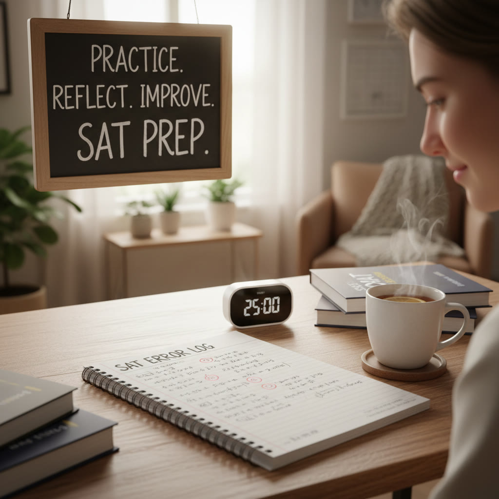 Photo idea: A quiet study space with a notebook open to an error log, a timer, and a cup of tea—symbolizing focused, thoughtful practice.