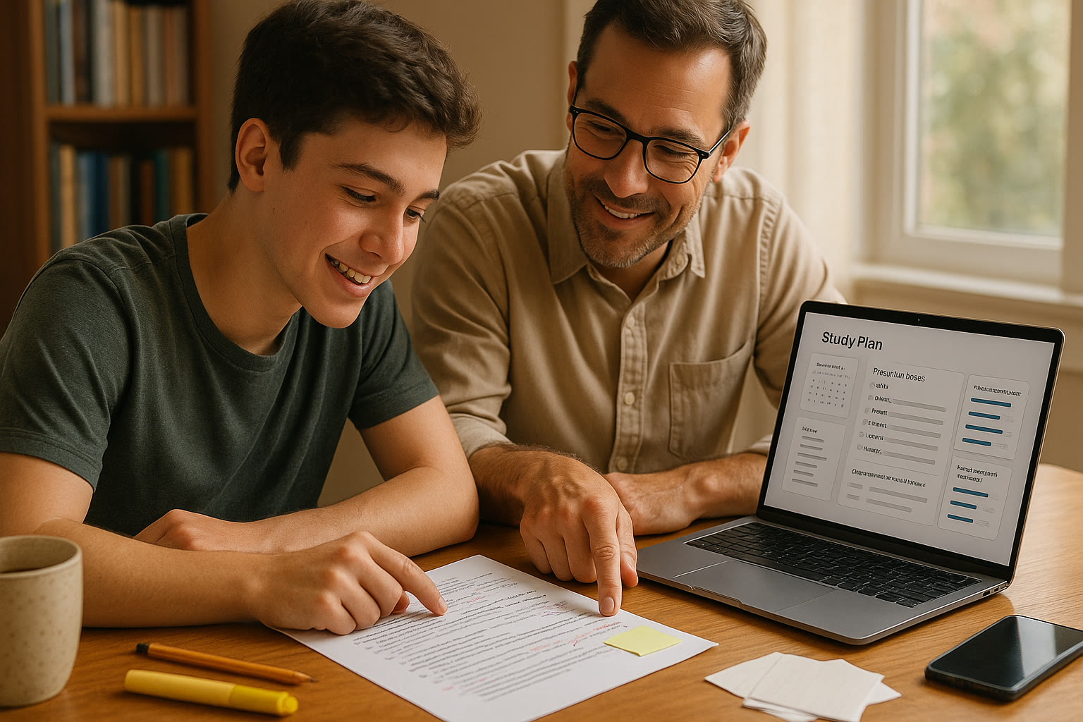 Photo Idea : A supportive moment — a student and a tutor or parent looking over a practice test together with annotated notes and a laptop showing a targeted study plan. Place this near the conclusion to visually reinforce collaboration and tailored support.