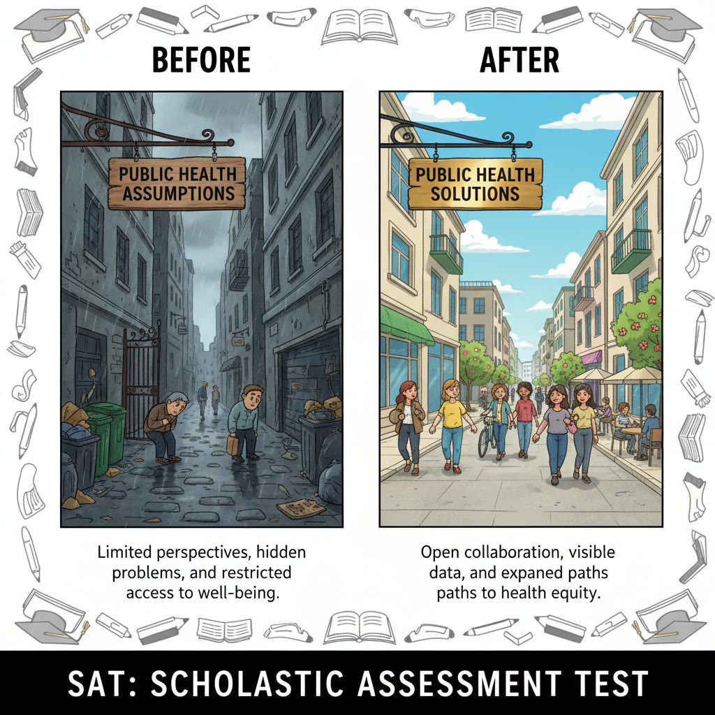 Illustration idea: A two-panel sketch showing a narrow alley labeled 