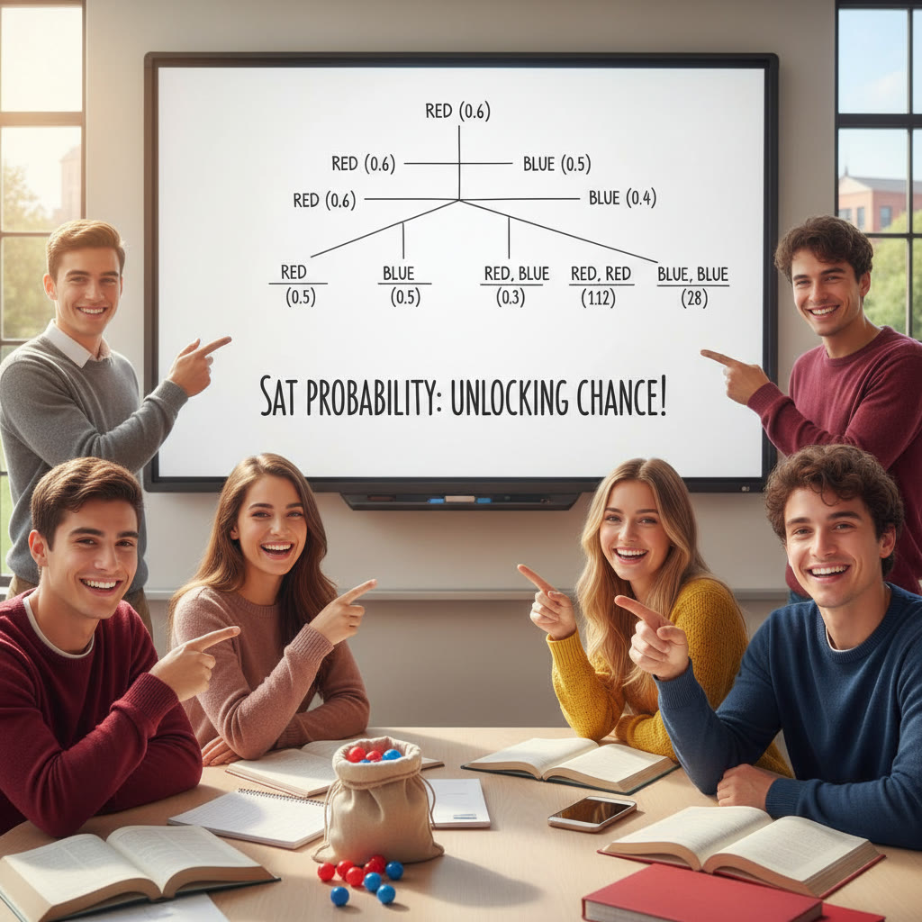Tree diagram showing sequential draws from a bag with labels for probabilities at each branch
