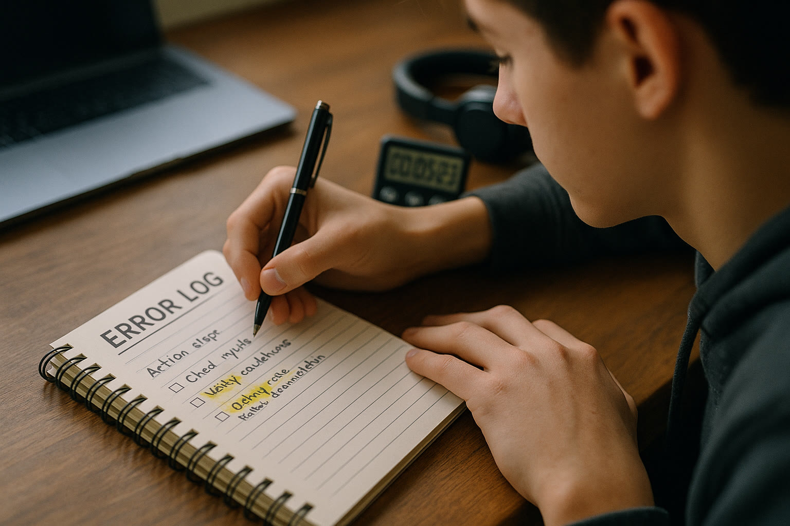 Photo Idea : Close-up of a teen writing in an 