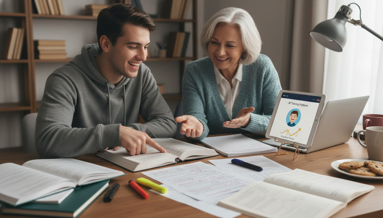Photo Idea : A study session with a student and a tutor (or digital screen indicating a tutoring platform), notes and an annotated passage visible—captures personalized guidance and focused review that can accelerate progress.