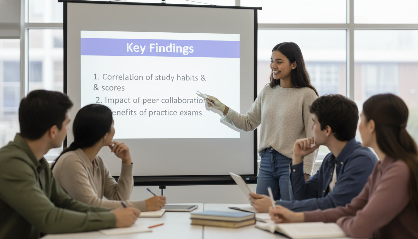 Photo Idea : A close-up of a student pointing to a simple slide labeled