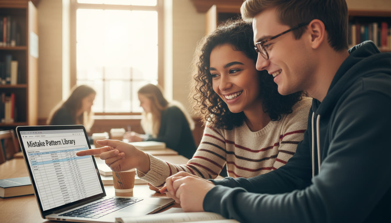 Photo Idea : Close-up of a tutor and student reviewing a spreadsheet on a laptop, pointing at a 