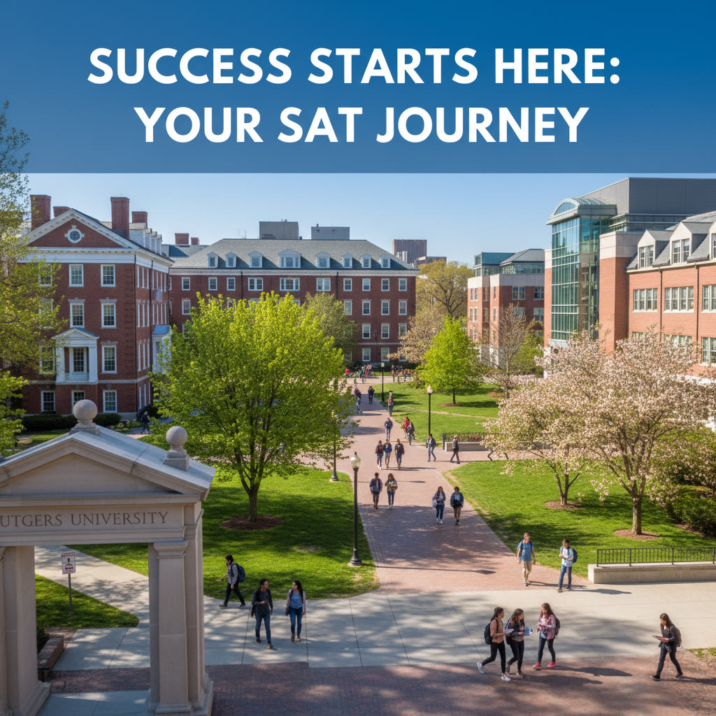 Photo Idea : A wide shot of Rutgers campus on a sunny day with students walking between historic buildings and modern facilities; conveys vibrancy and academic focus.