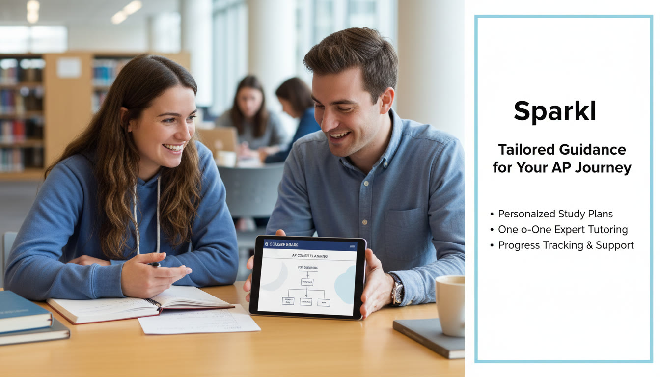 Photo Idea : A candid image of a student meeting one-on-one with a tutor (tablet or notebook between them), representing personalized tutoring and planning. Place this image near the section about Sparkl to illustrate tailored guidance.