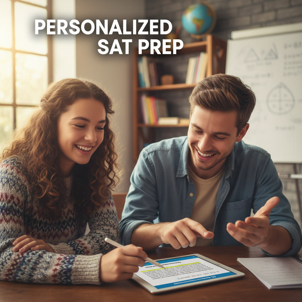 Photo idea: A 1-on-1 tutoring session with a student and tutor pointing at a paragraph on a tablet, illustrating personalized guidance and feedback.